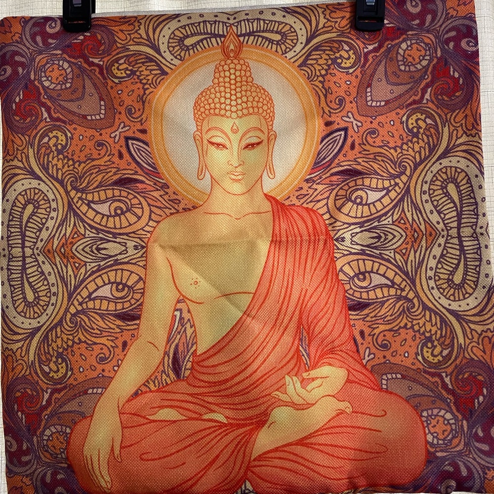 Vibrant Orange and Purple pillowcases with Mandala Design